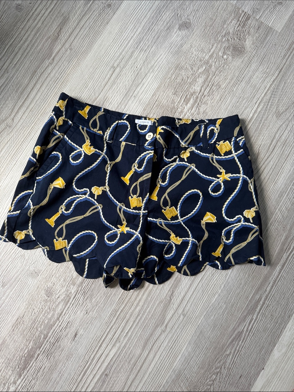 A little bit of whimsy Navy Shelby Scalloped Nautical Shorts
